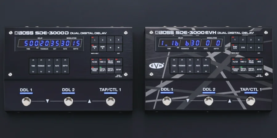 Mer information om "BOSS Announces SDE-3000D and SDE-3000EVH Dual Digital Delay Pedals"