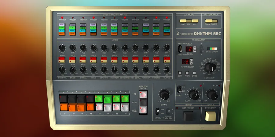 Mer information om "Cherry Audio KR-55C: Modern tolkning av klassiska Korg-trummaskiner"